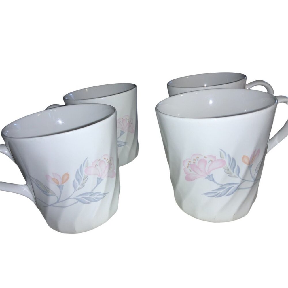 Corning Corelle Pink Trio Swirl Coffee Cups Tea Cup Mug Vintage (4)